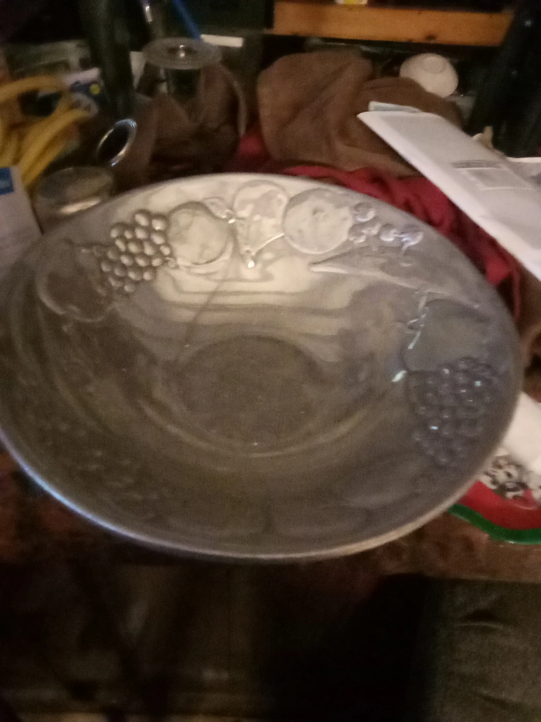Decorative Fruit Bowl with Grapes and Apples