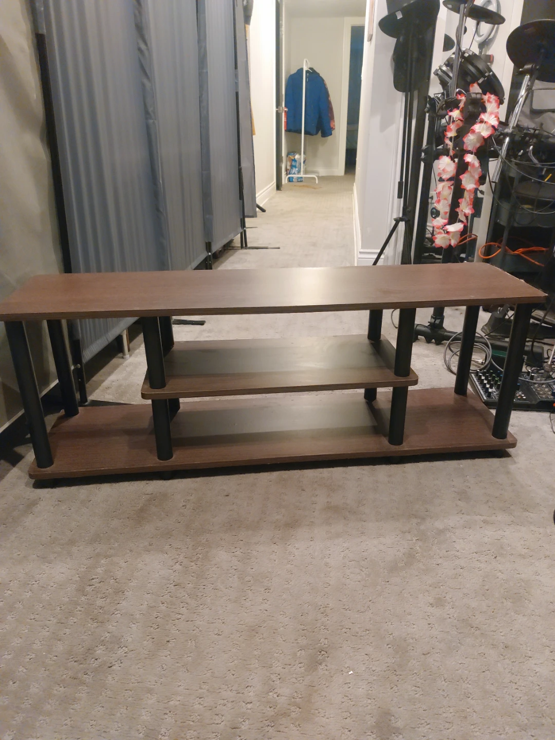 Wood TV Stand with Shelves
