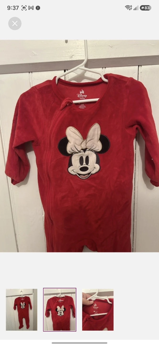 Disney Baby Minnie Mouse Sleepsuit - Red - photo 2