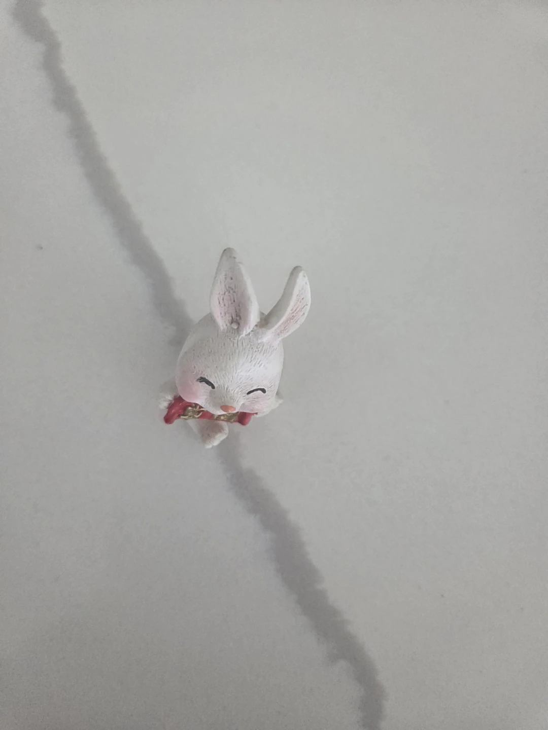 Cute White Bunny Figurine with Red Scarf - photo 2