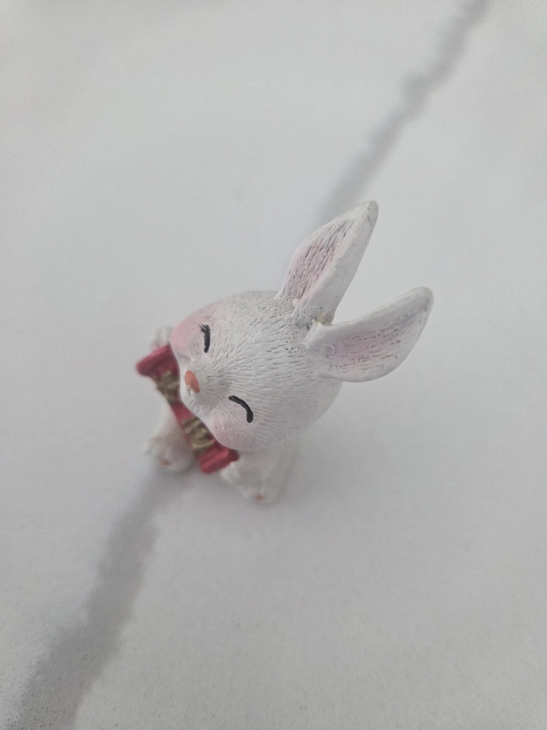 Cute White Bunny Figurine with Red Scarf - photo 3