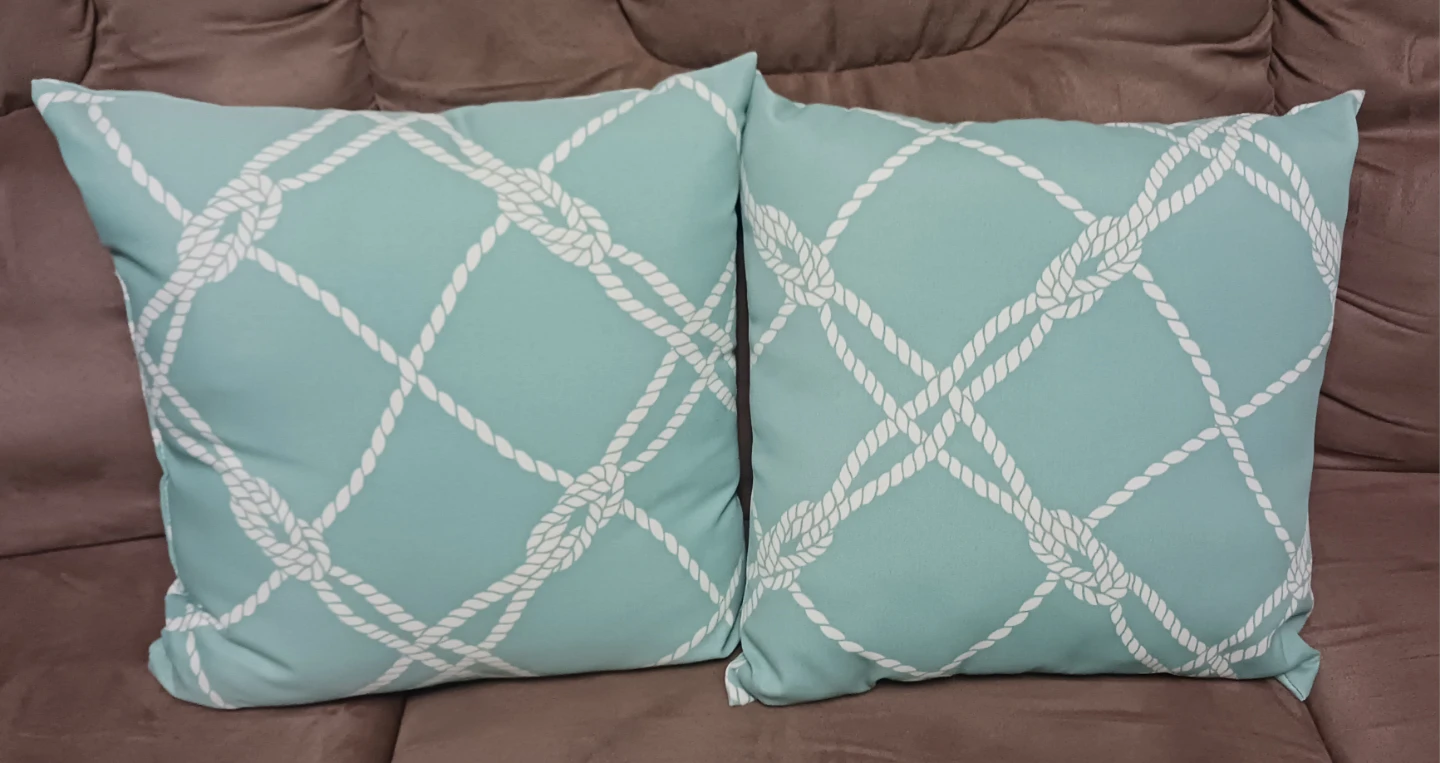 Set of 2 Nautical Rope Pattern Throw Pillows