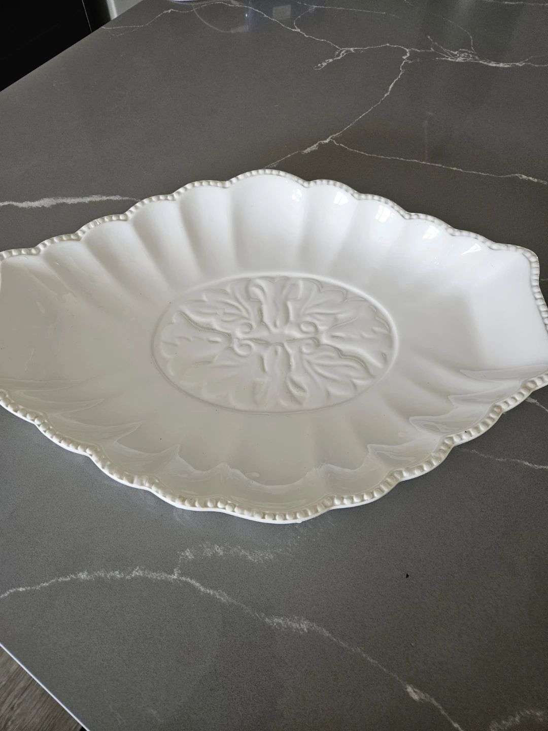 White decorative serving platter