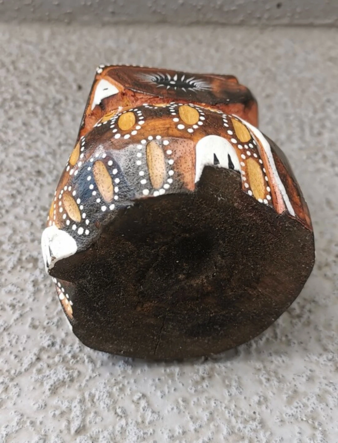 Vintage Hand Carved Hand Painted Wooden Owl Folk Art Figurine - photo 5