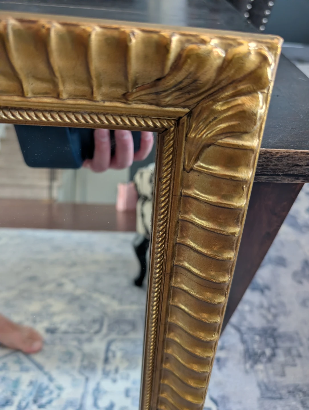 Vintage Gilt Gold Carved Frame Mirror – Hollywood Regency - photo 5
