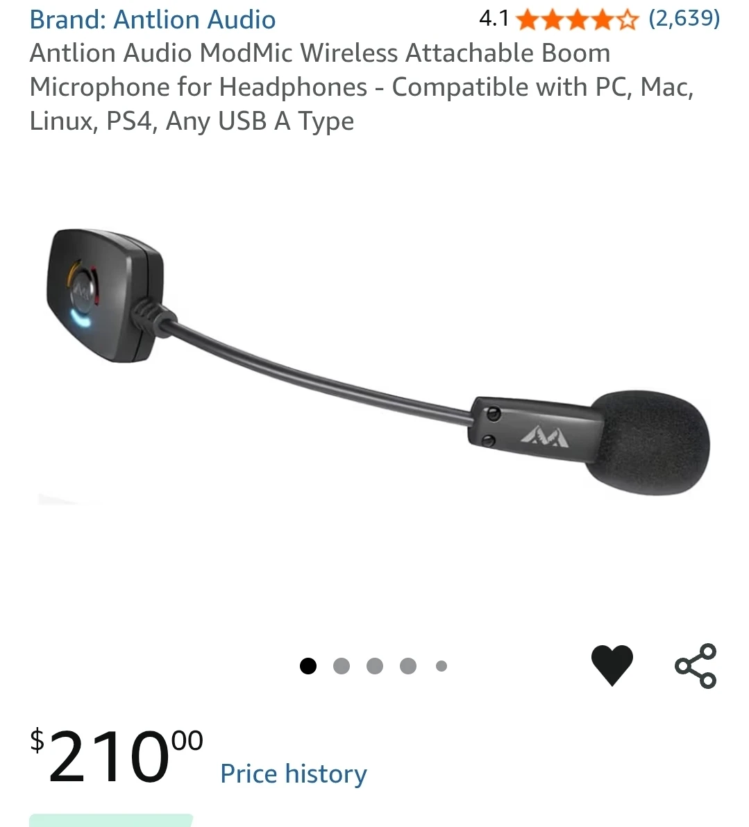SEALED Antlion Audio ModMic Wireless Attachable Boom Microphone