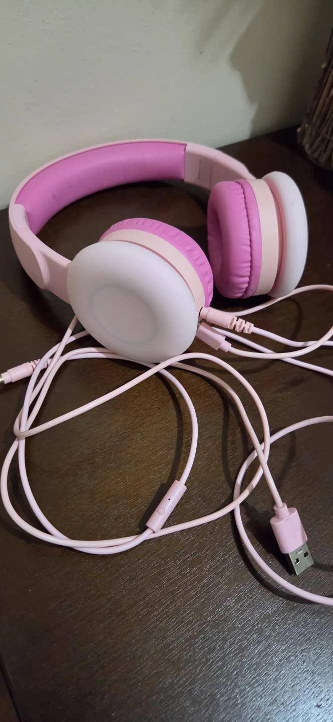 BIGGERFIVE Pink and White Headphones