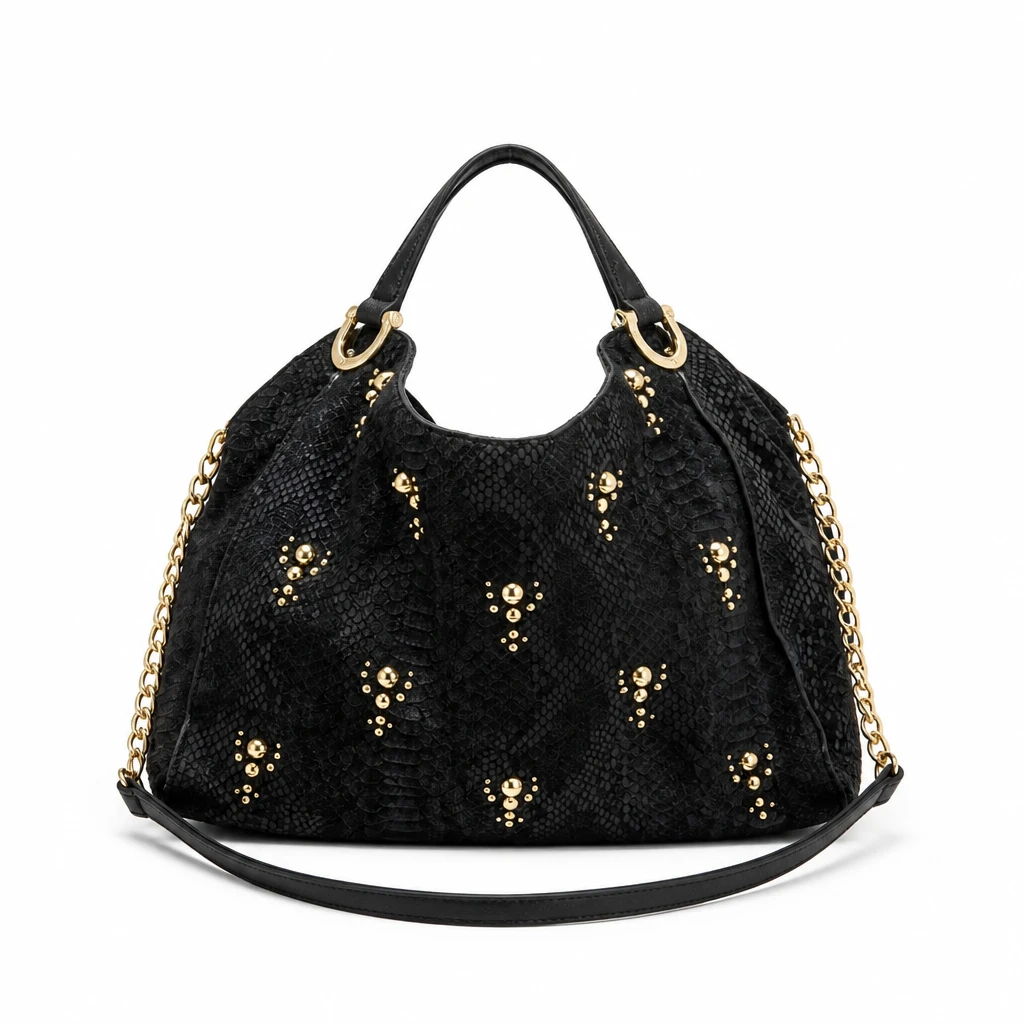 Juicy Couture Black Snakeskin Studded Hobo Bag - photo 3