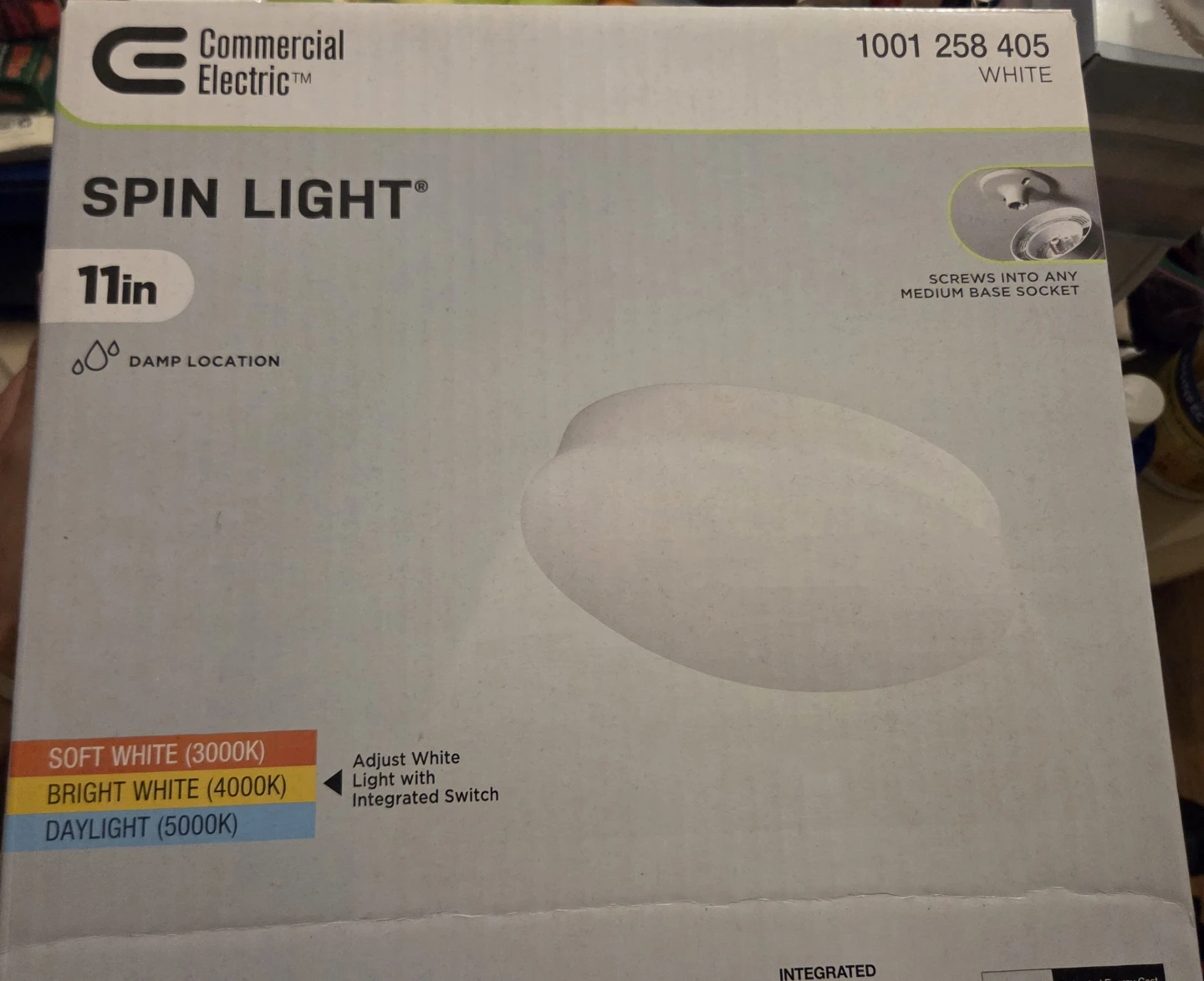 Commercial Electric 11in. Spin light White