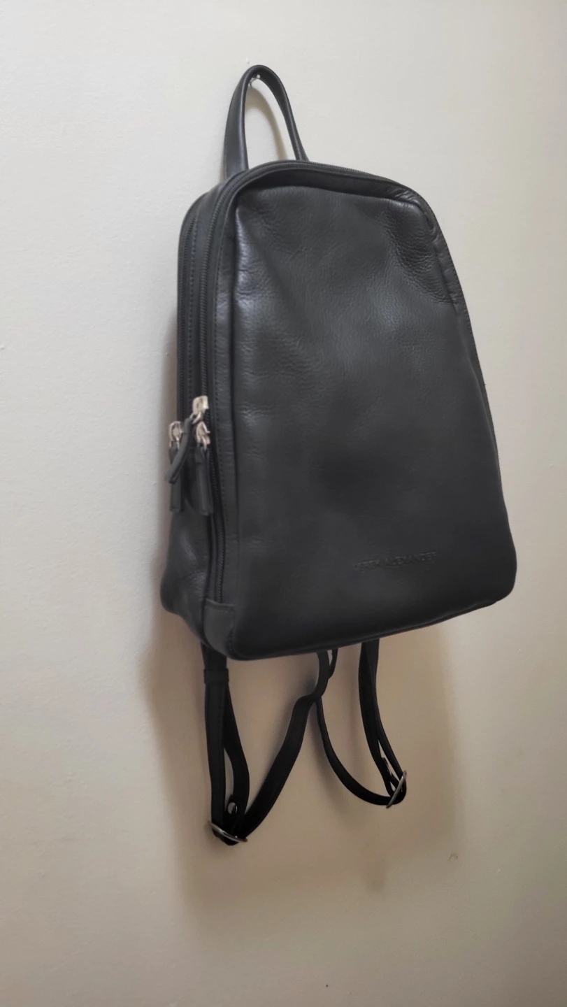 Derek Alexander Black Genuine Leather Backpack
