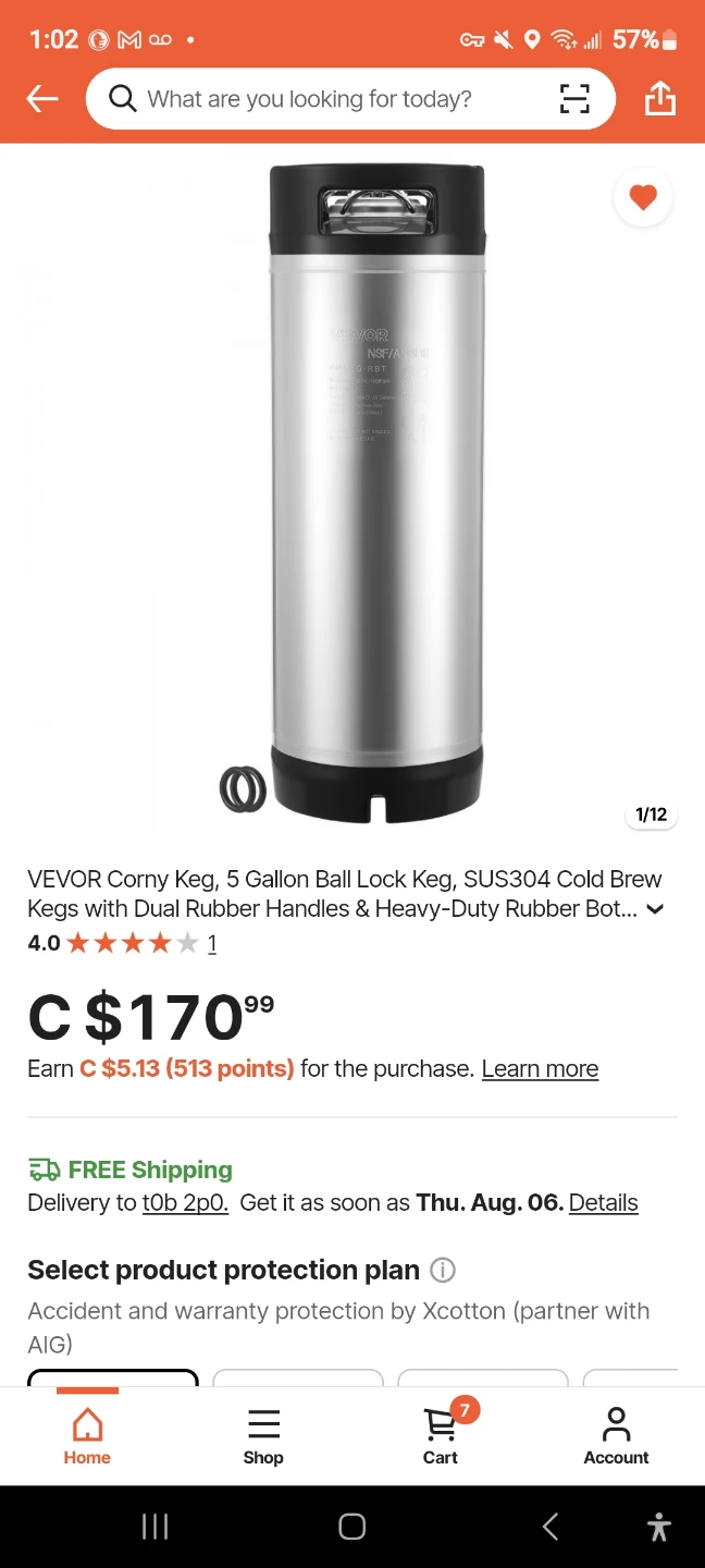 VEVOR 5 Gallon Ball Lock Keg KMS001