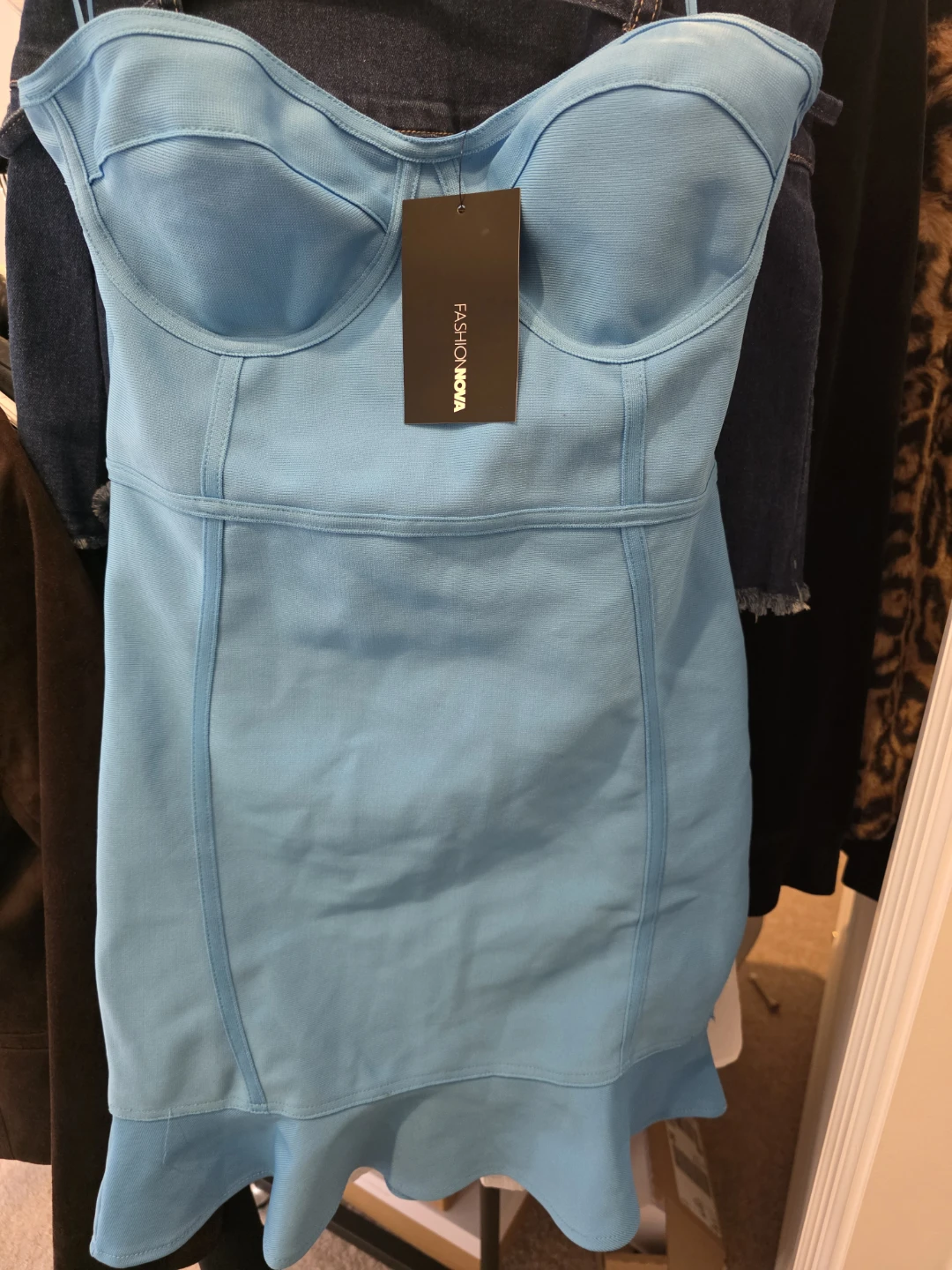 Fashion Nova Light Blue Bandage Dress New with Tags