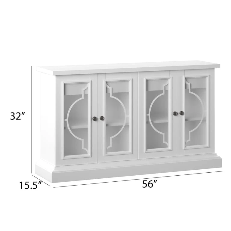 White Console Table with Frosted Glass Doors - photo 2
