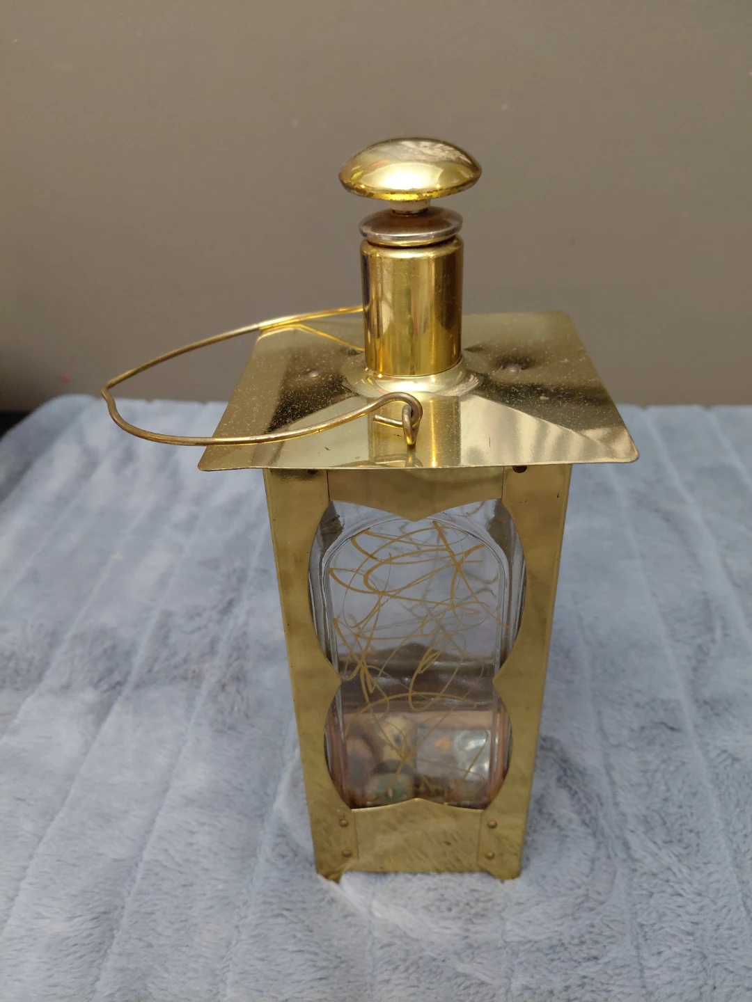 Brass and Glass Lantern Vintage Decanter - does not play music - photo 4