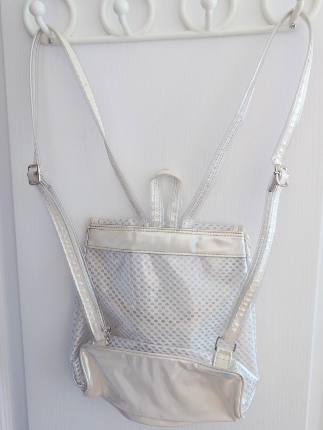 White Plastic Mesh Mini Backpack - photo 2