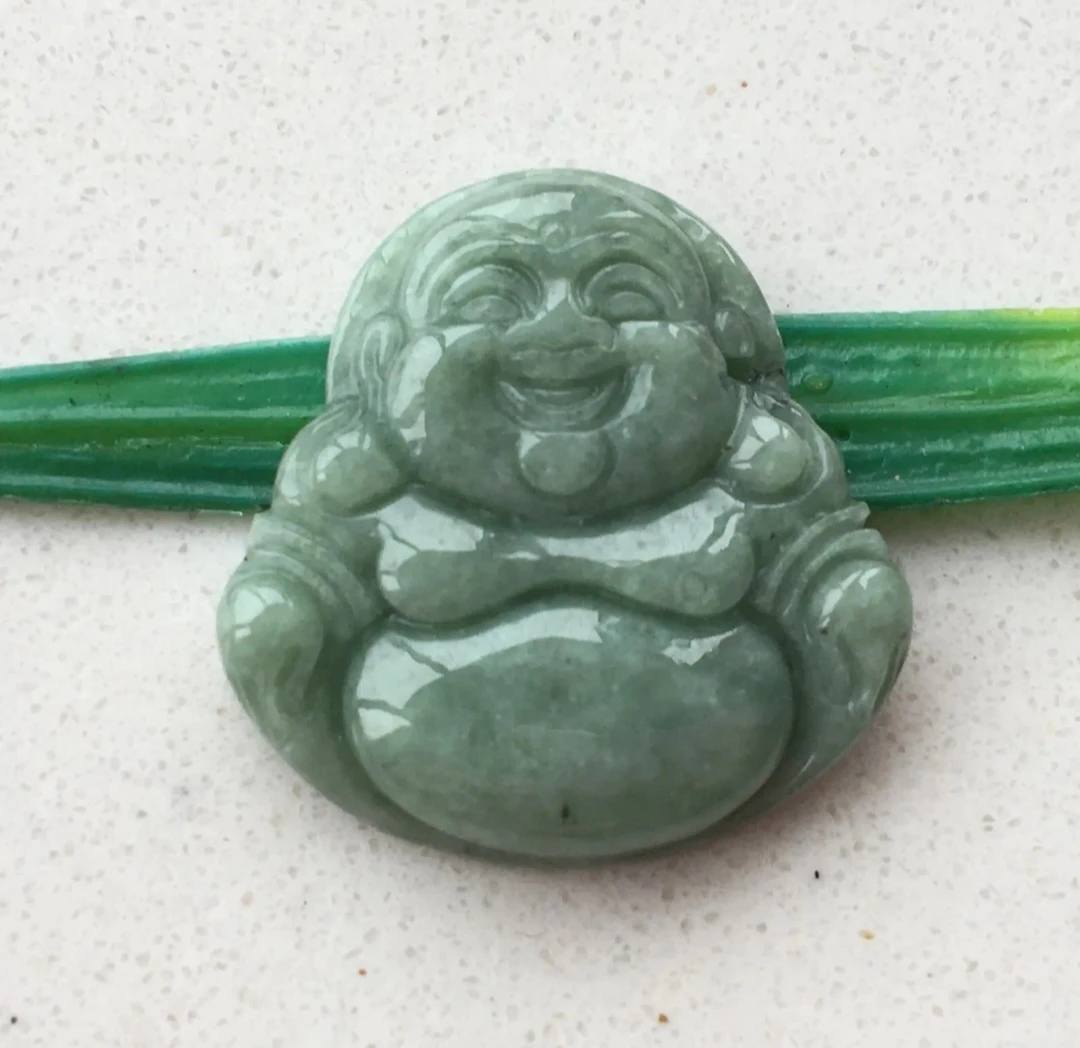 Jade Laughing Buddha Pendant Charm - photo 2
