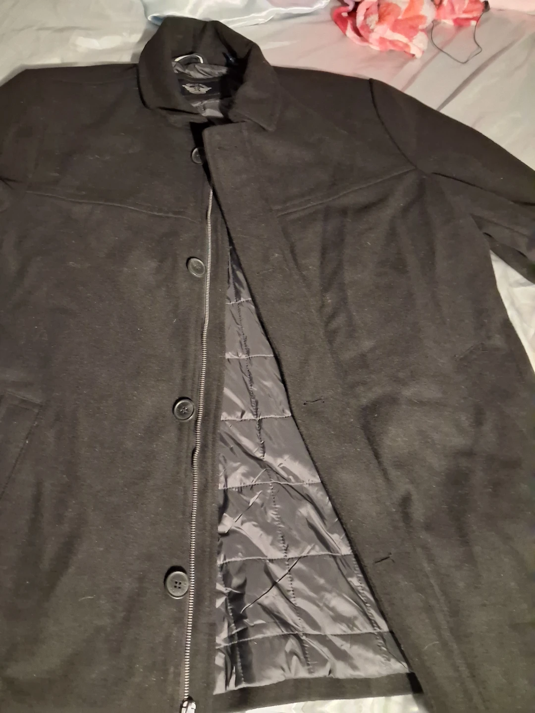 Dockers Black Wool Blend Button Up Jacket