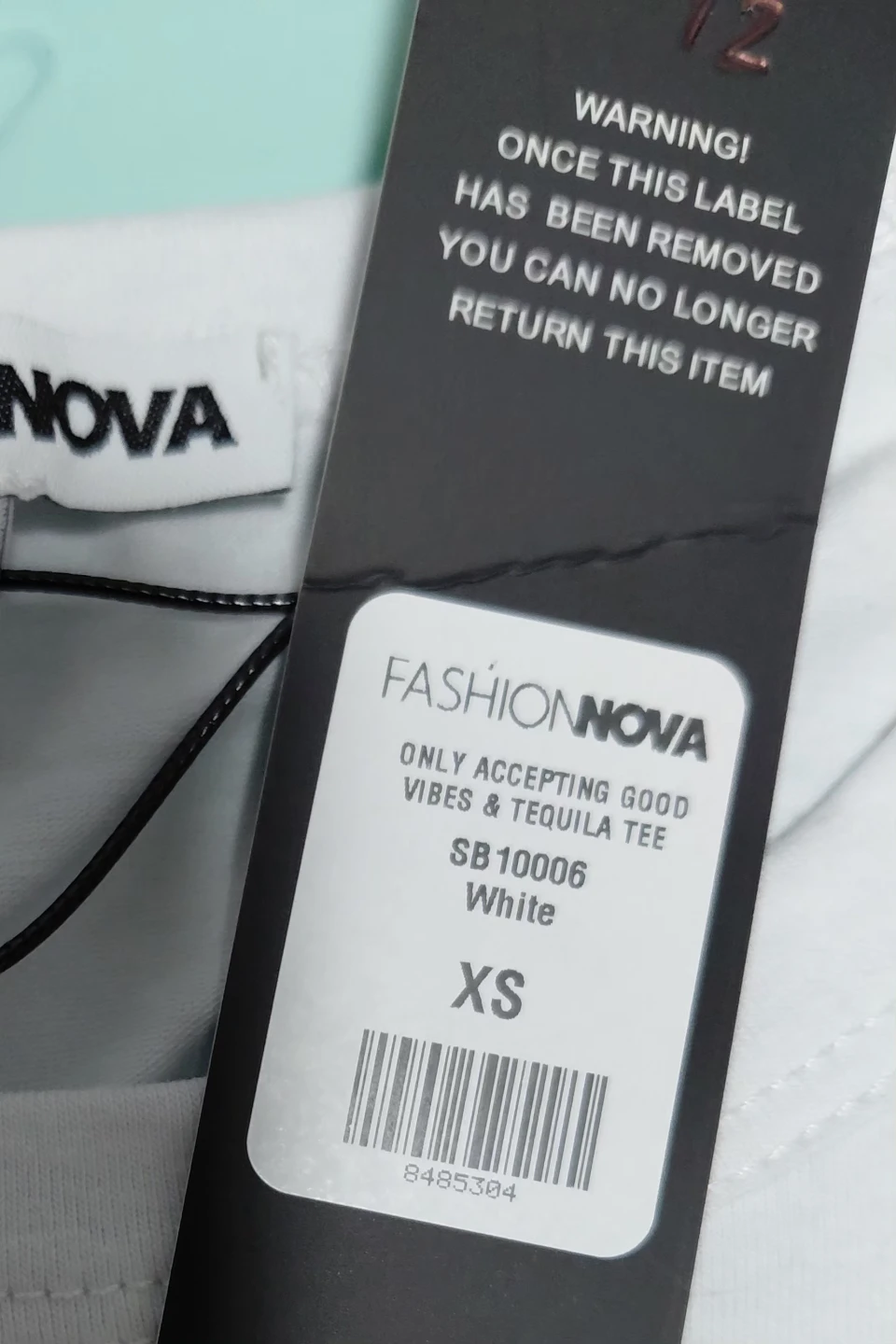 Fashion Nova "Only Accepting Good Vibes & Tequila" Tee XS White - photo 2