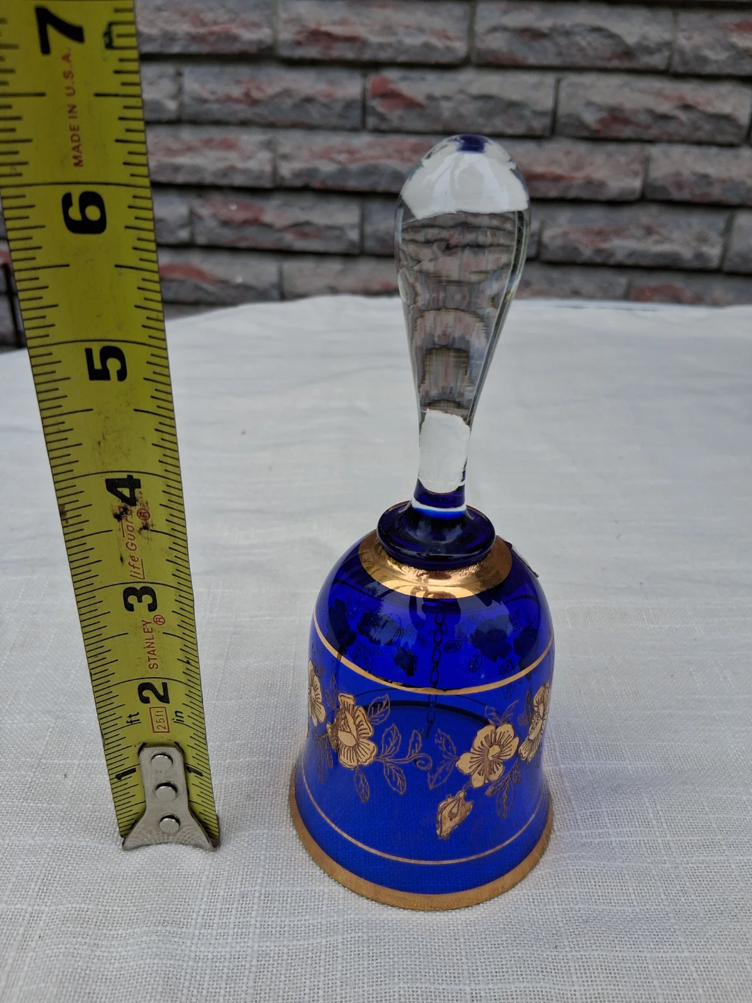 Bohemian Crystal Bell with Gold Floral Design