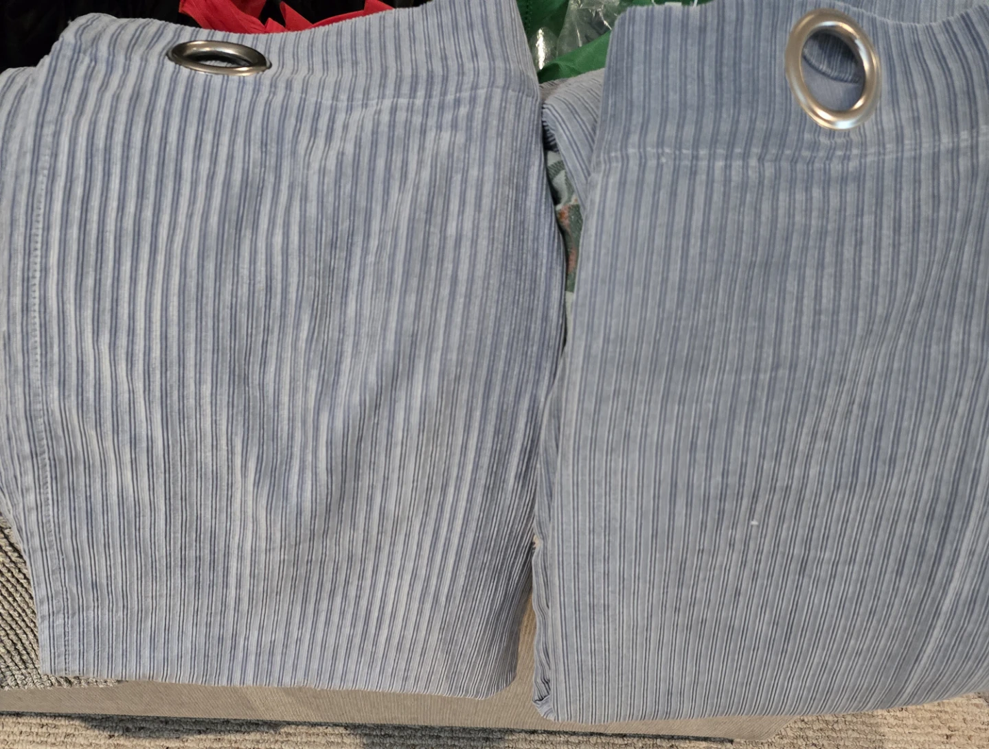 Blue Striped Curtains with Grommets