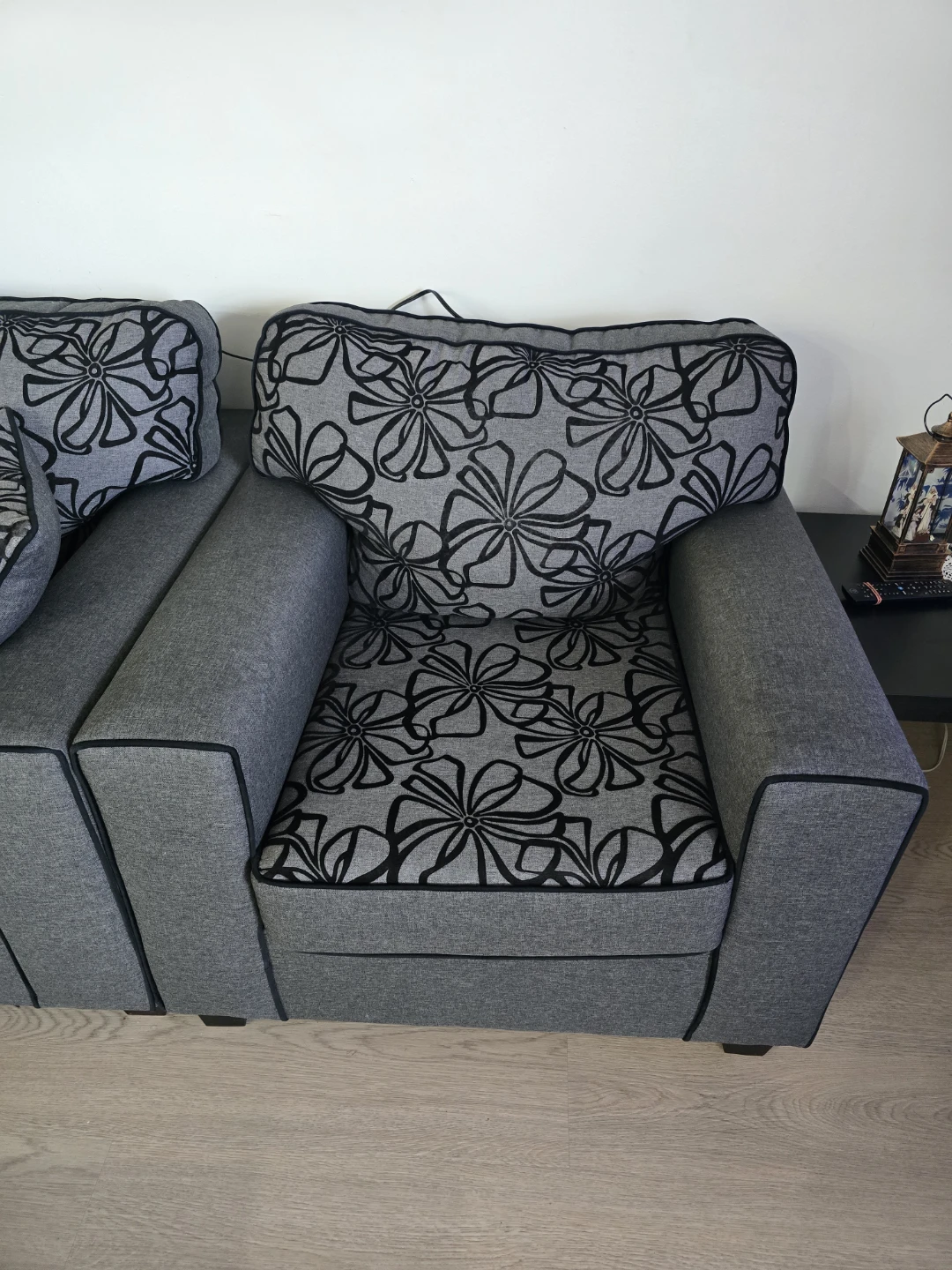 Grey Floral Sofa Set - photo 3