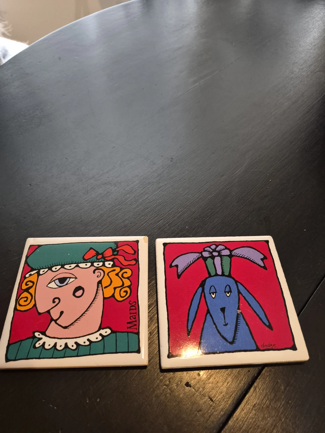 Vintage Ceramic Coasters - Pair