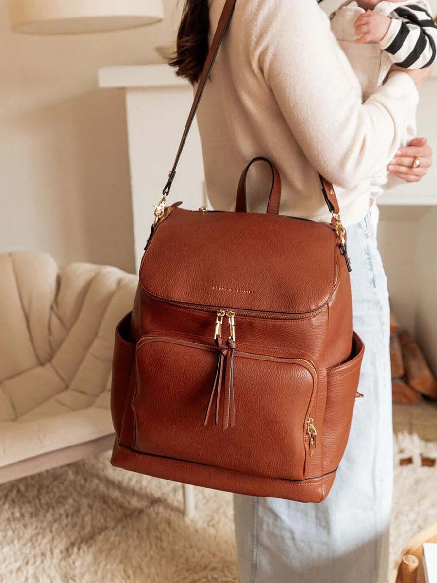 Posh Peanut Diaper Bag Backpack - Brown Faux Leather - photo 3