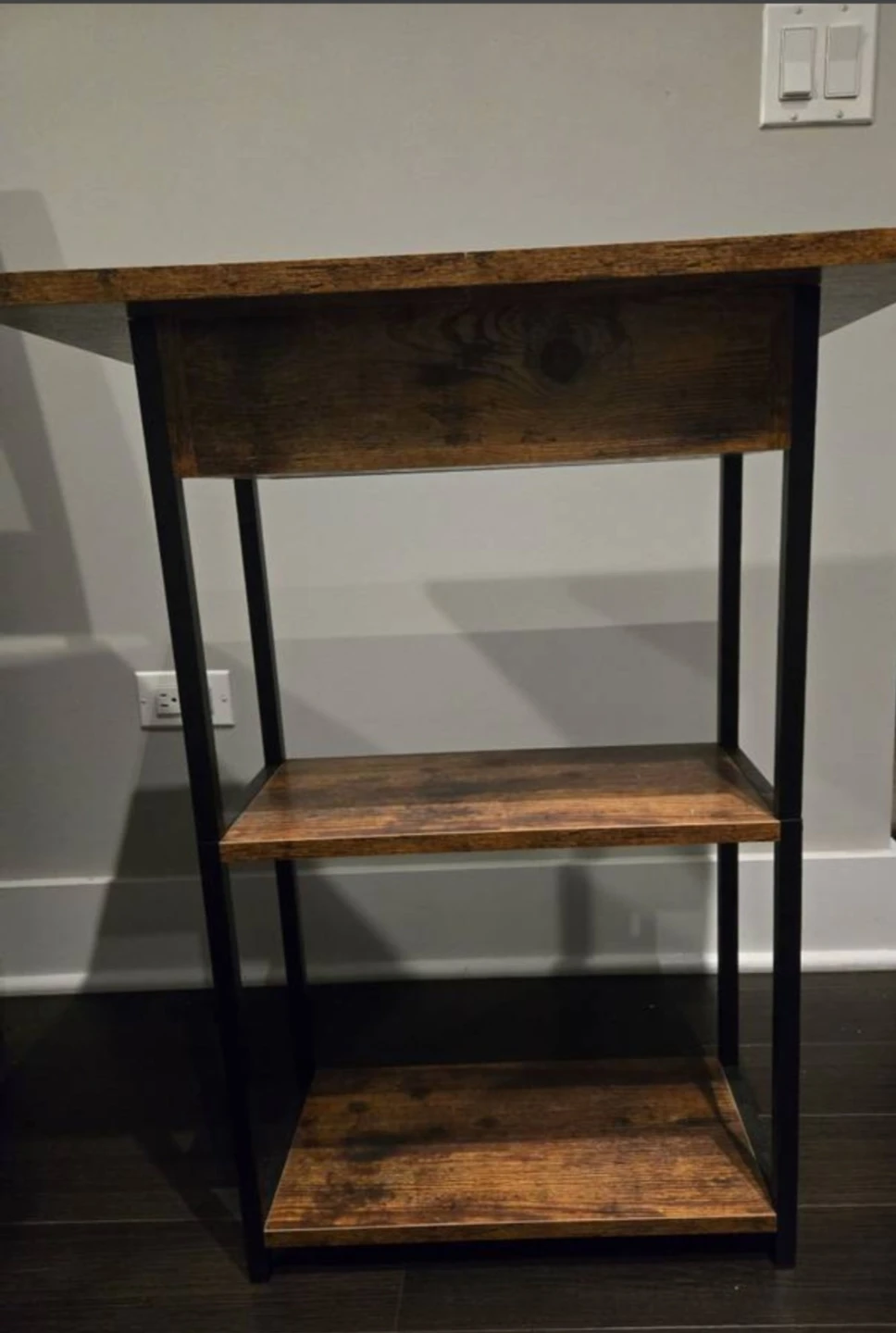 Rustic Wood Side Table with Shelves