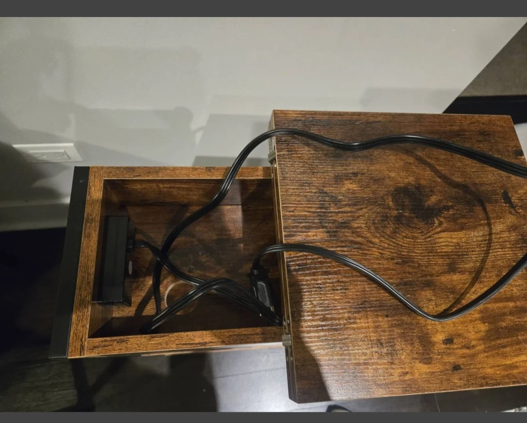Rustic Wood Side Table with Shelves - photo 2