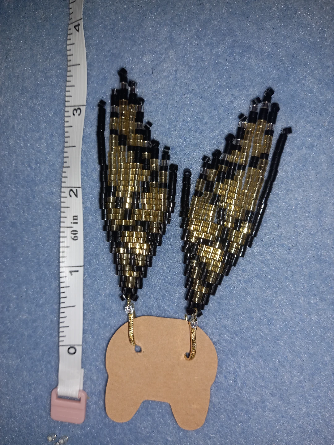 18K Gold Plated 🌟 Beaded Leopard Print Feather Dangle Earrings - photo 3
