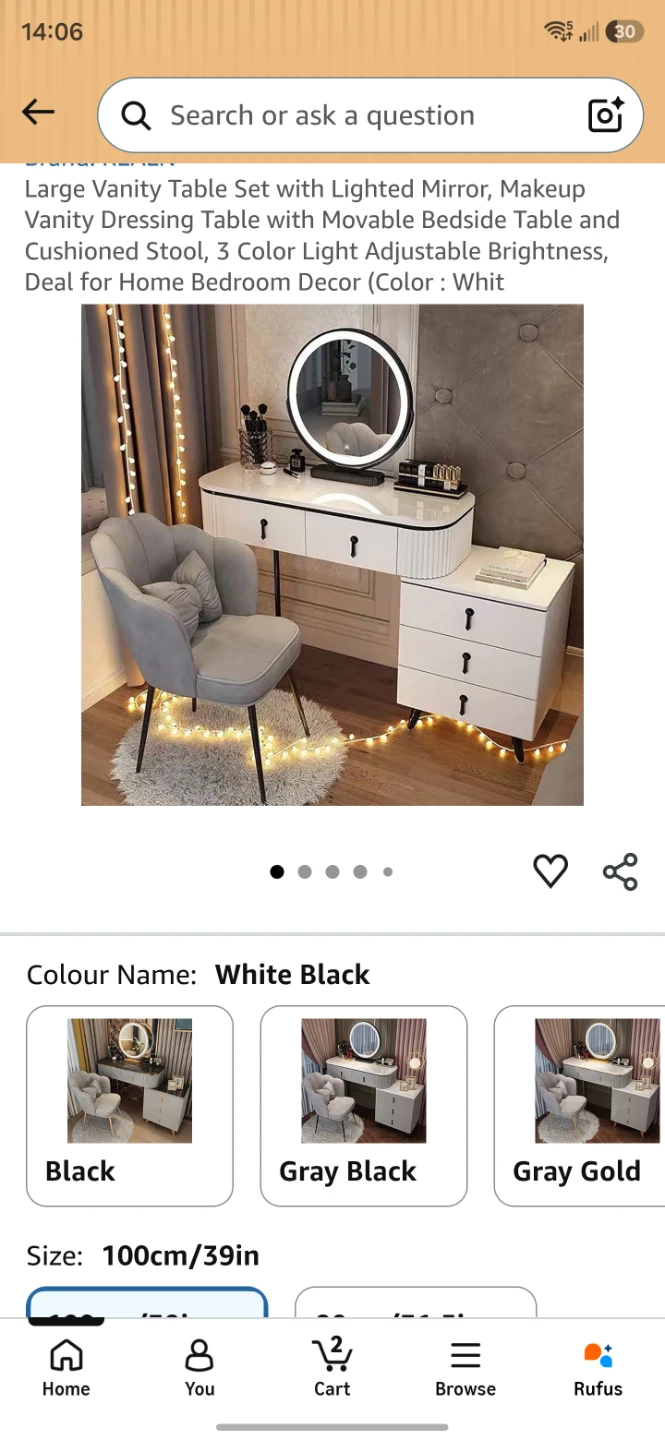 Large Vanity Table Set with Lighted Mirror