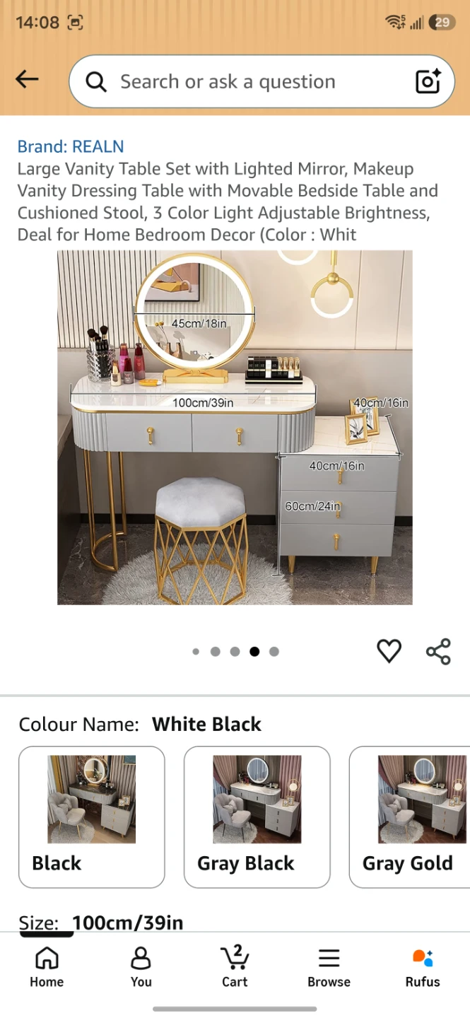 Large Vanity Table Set with Lighted Mirror - photo 2