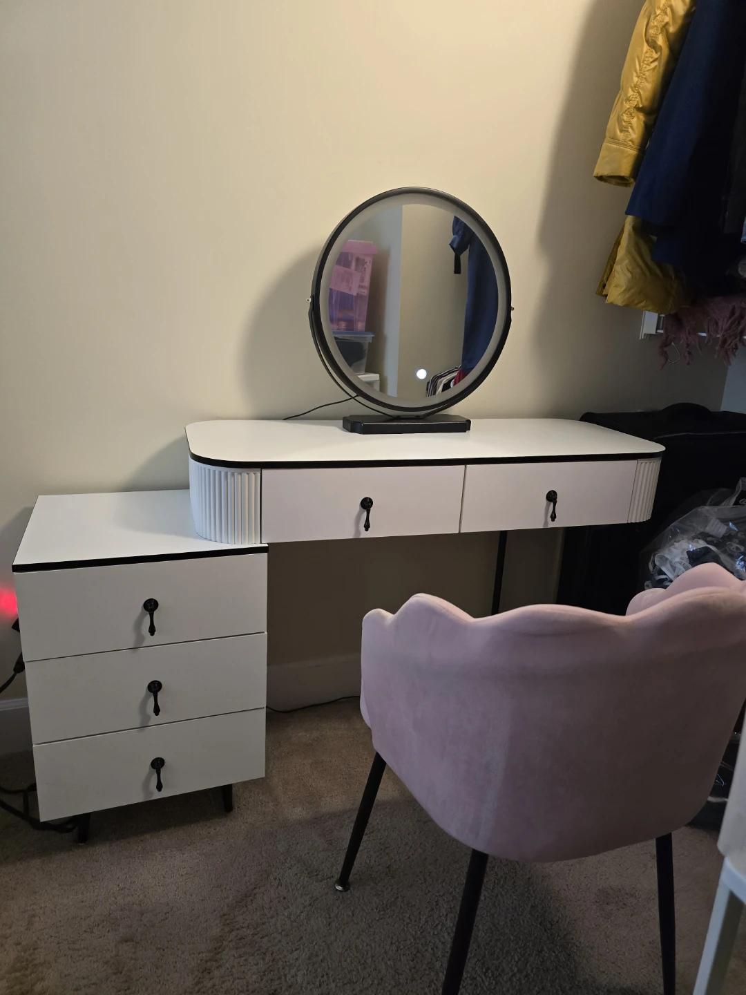 Large Vanity Table Set with Lighted Mirror - photo 5
