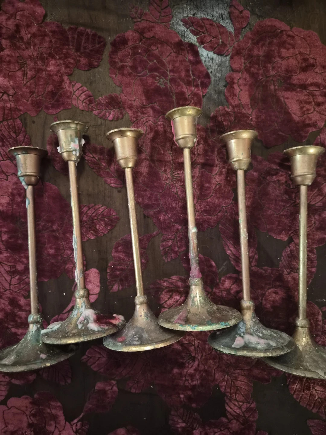 Set of 6 Vintage Brass Candlesticks