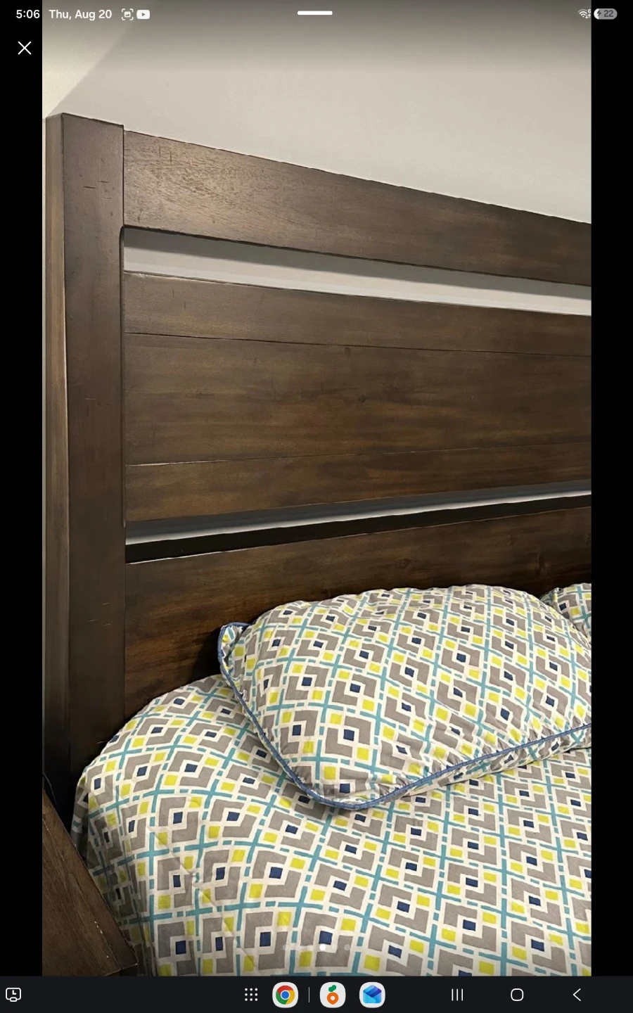 Dark Wood Queen Bed Frame with Headboard - photo 5