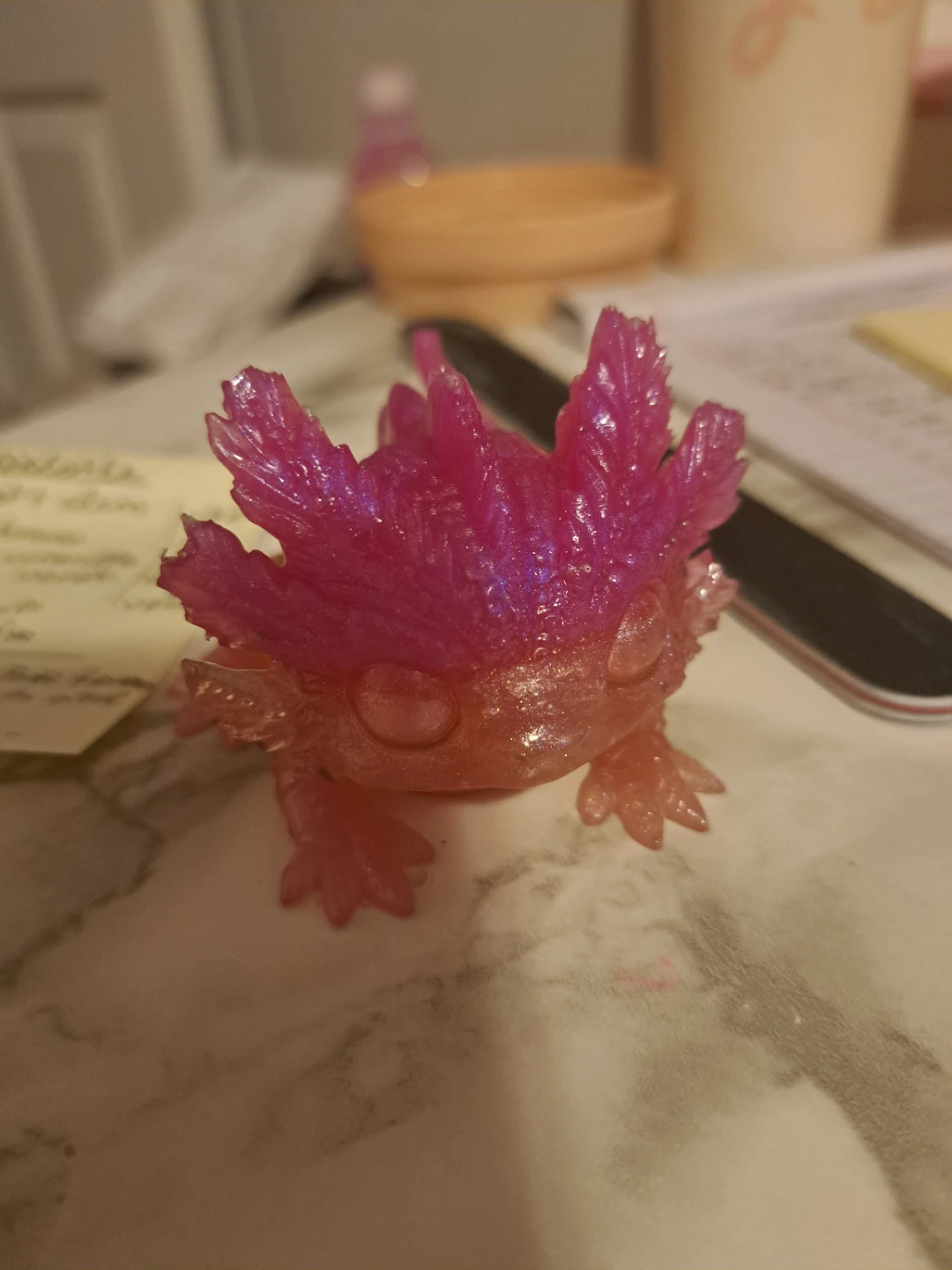 Pink Resin Glitter Axolotl Figurine