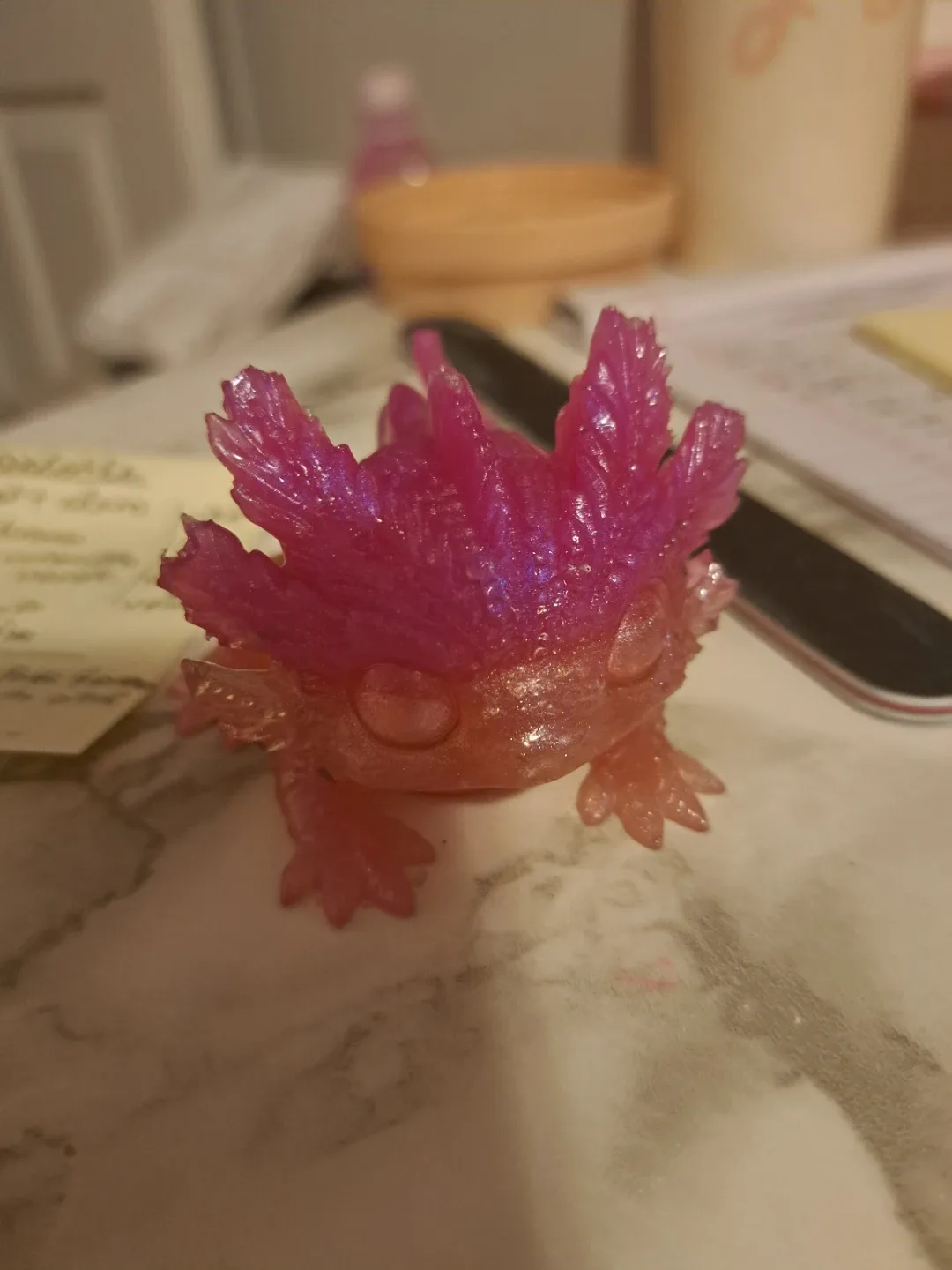 Pink Resin Glitter Axolotl Figurine