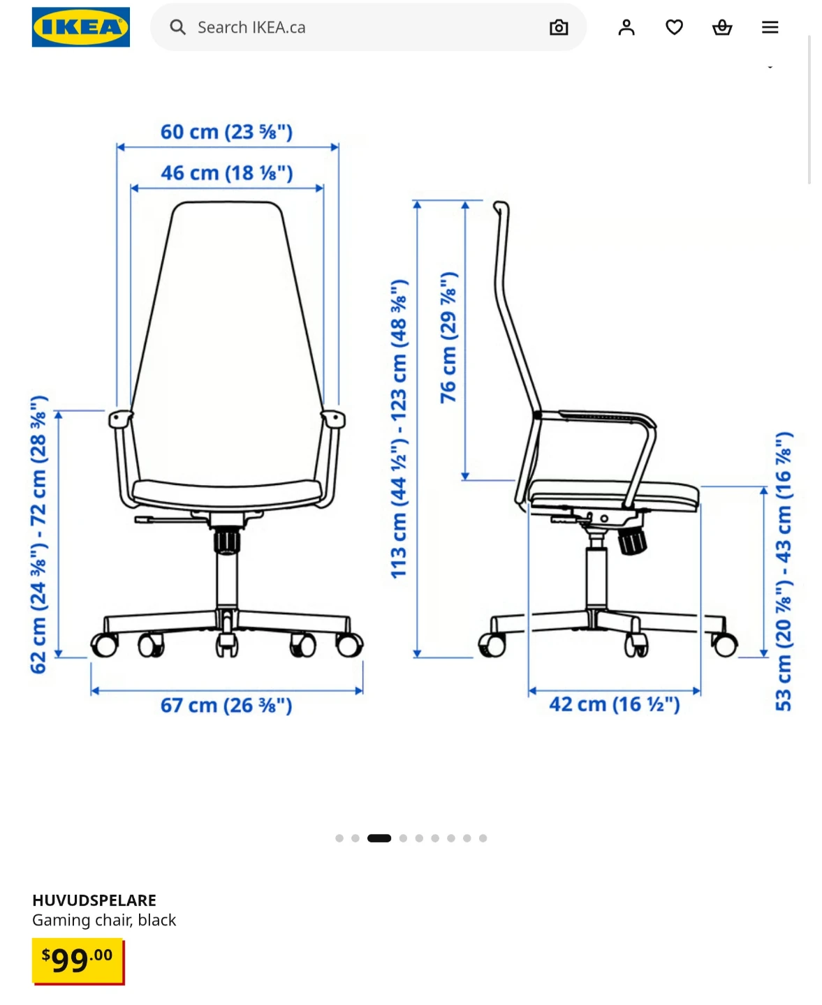 IKEA HUFVUDSPELARE Gaming Chair - Black - photo 2