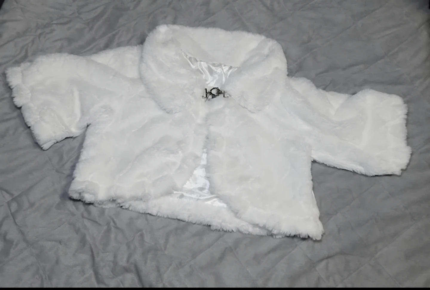 White Cropped Faux Fur Bolero Shrug