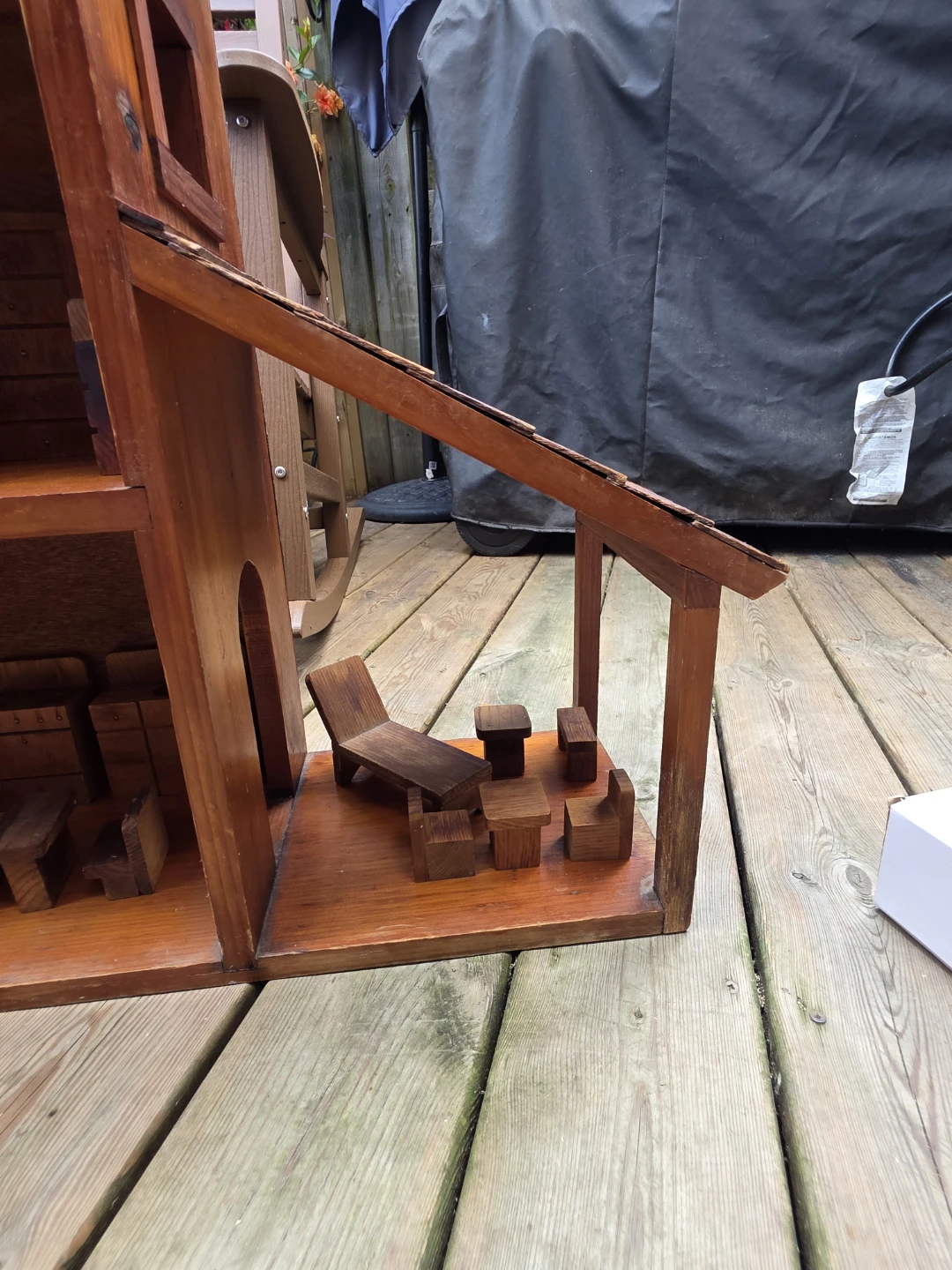 Vintage Handcrafted Wooden Dollhouse with Furniture Set - photo 4