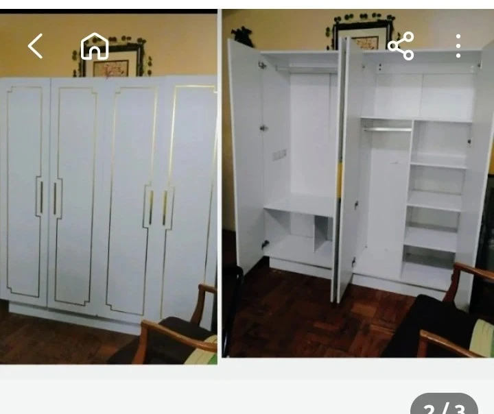 White Wardrobe with Gold Trim