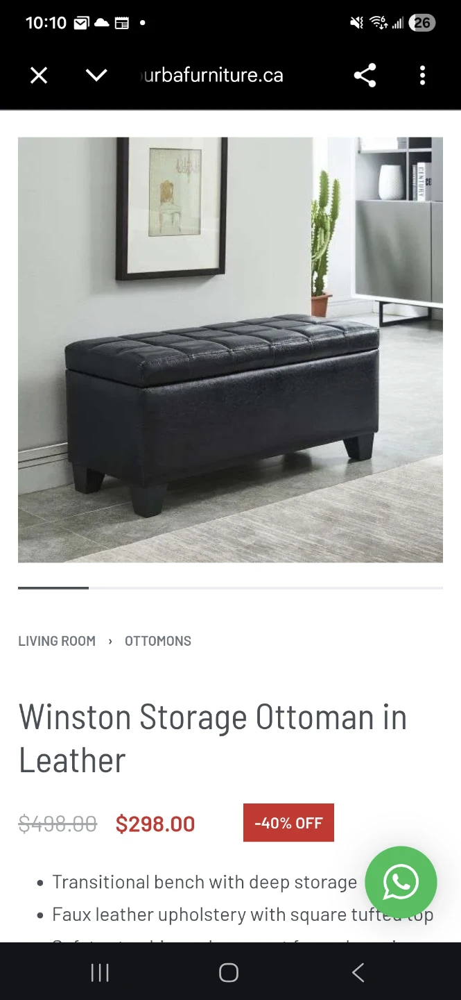 Black Faux Leather Storage Ottoman - photo 4