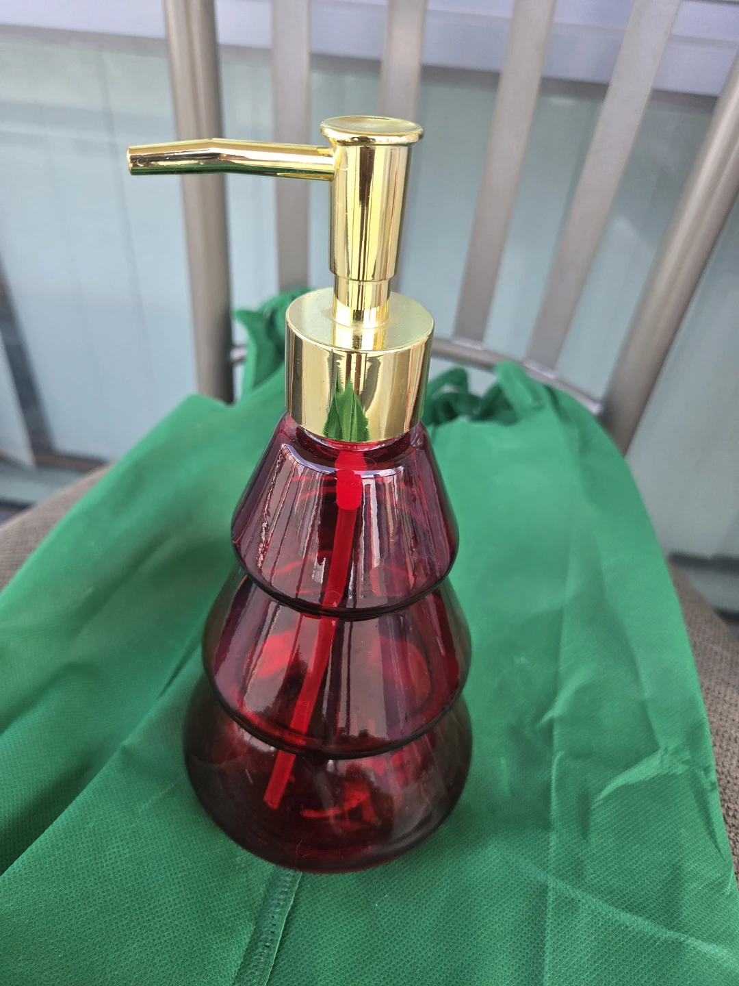 Glass Soap Dispenser - Red Tree Shape - photo 3