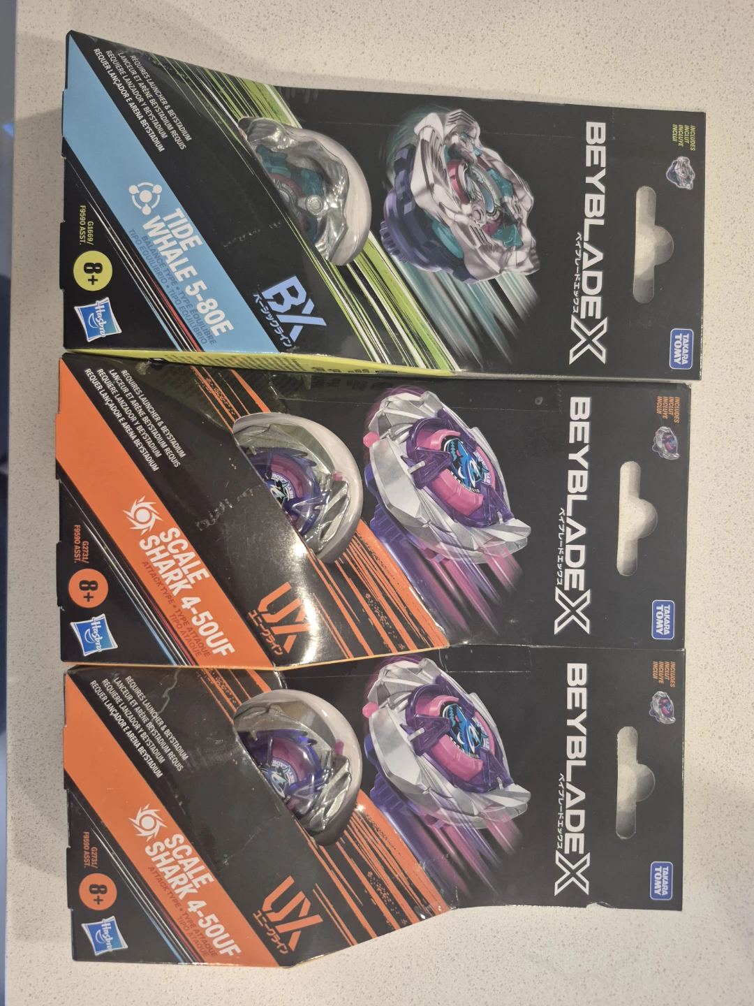 Beyblade X Lot of 3 Tops - Tide Whale & Scale Shark