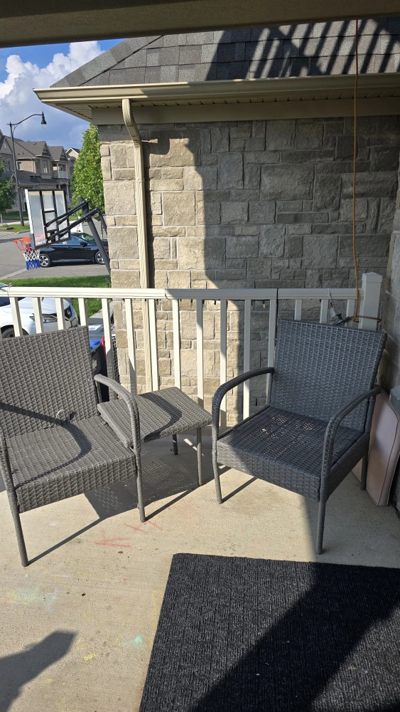 Grey Wicker Patio Chairs and Side Table Set