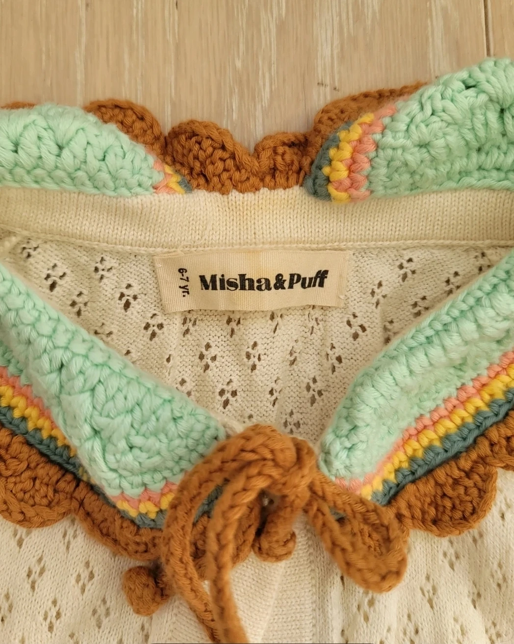 Misha & Puff Cream Knit Vest with Crochet Collar - photo 2