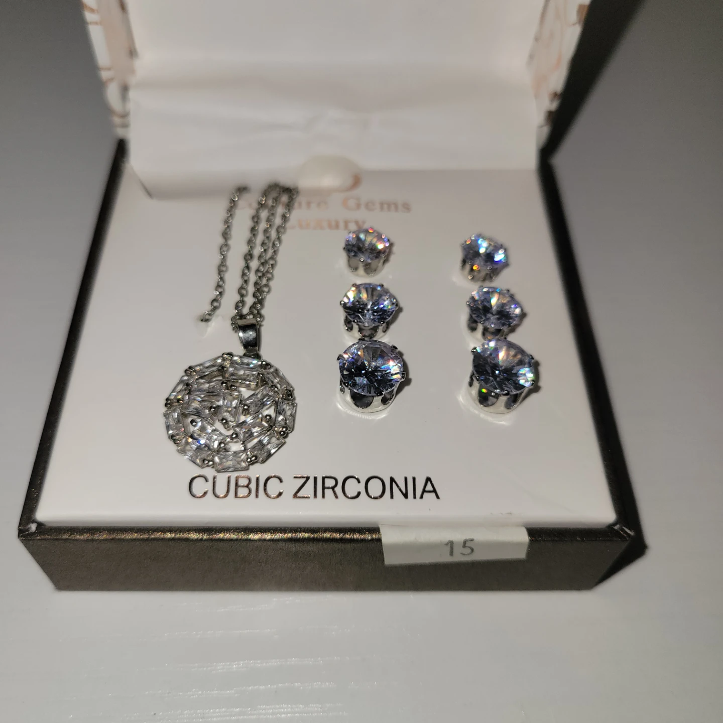 Cubic Zirconia Necklace and Earring Set - photo 2