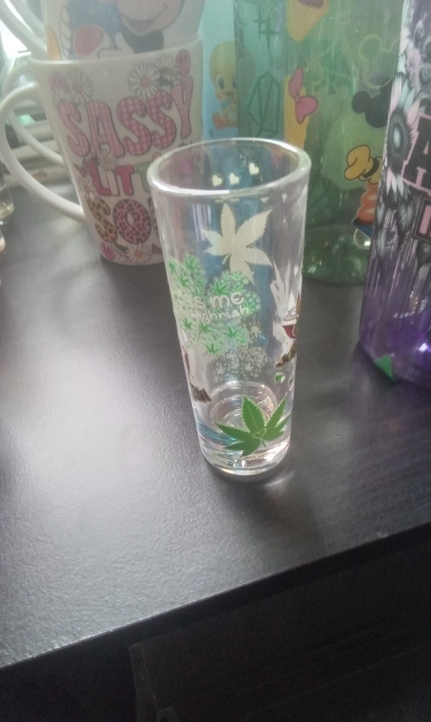 Clear Shot Glass with Marijuana Leaf Design - photo 4