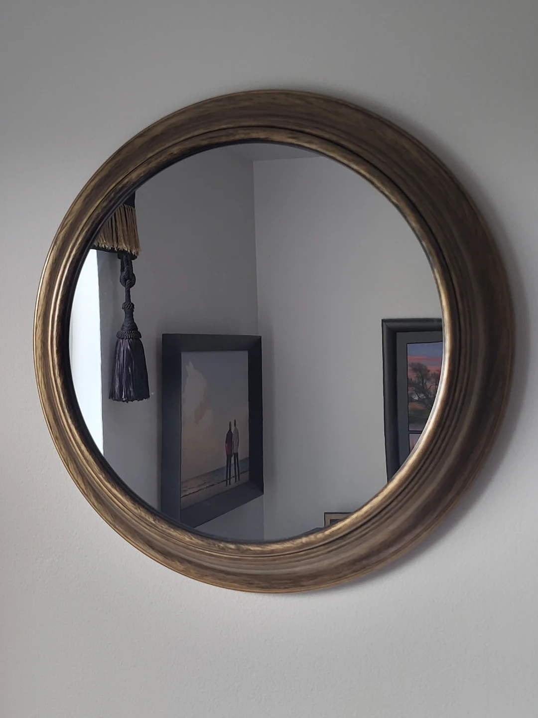 Round Wall Mirror with Gold-Tone Frame