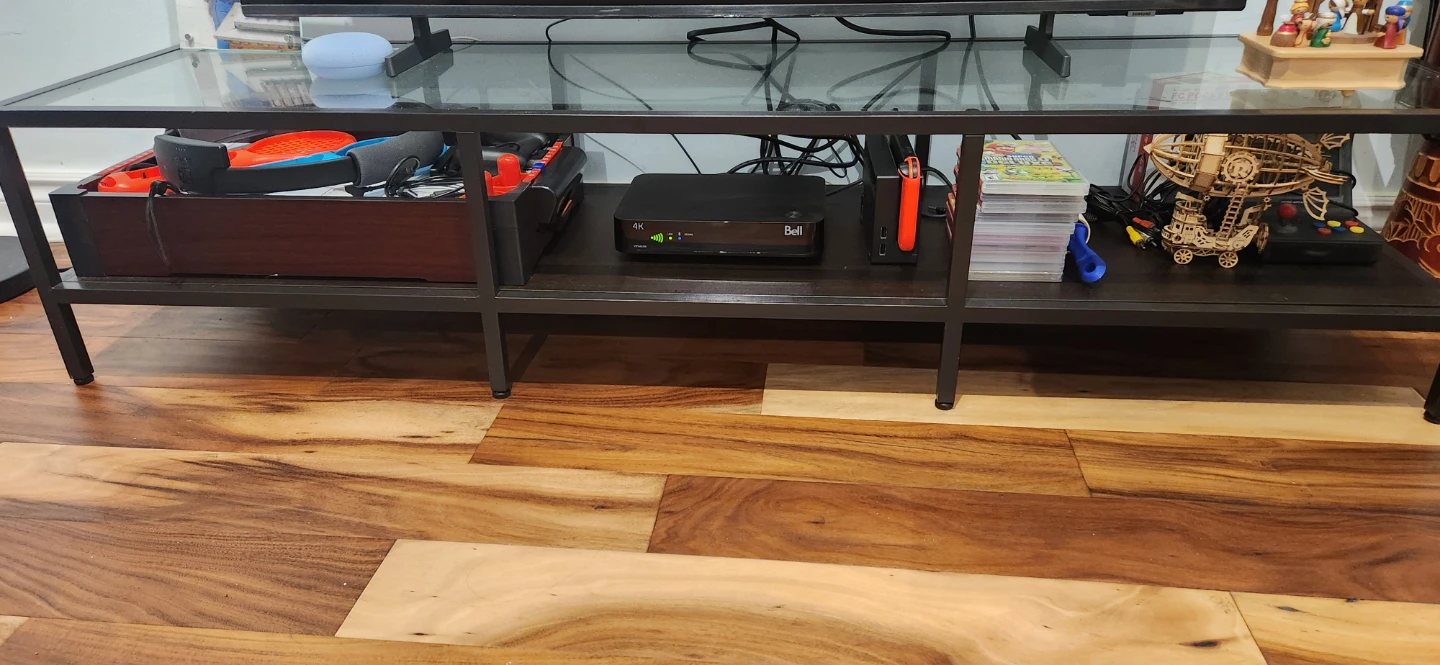 Glass top media console with metal frame - photo 2